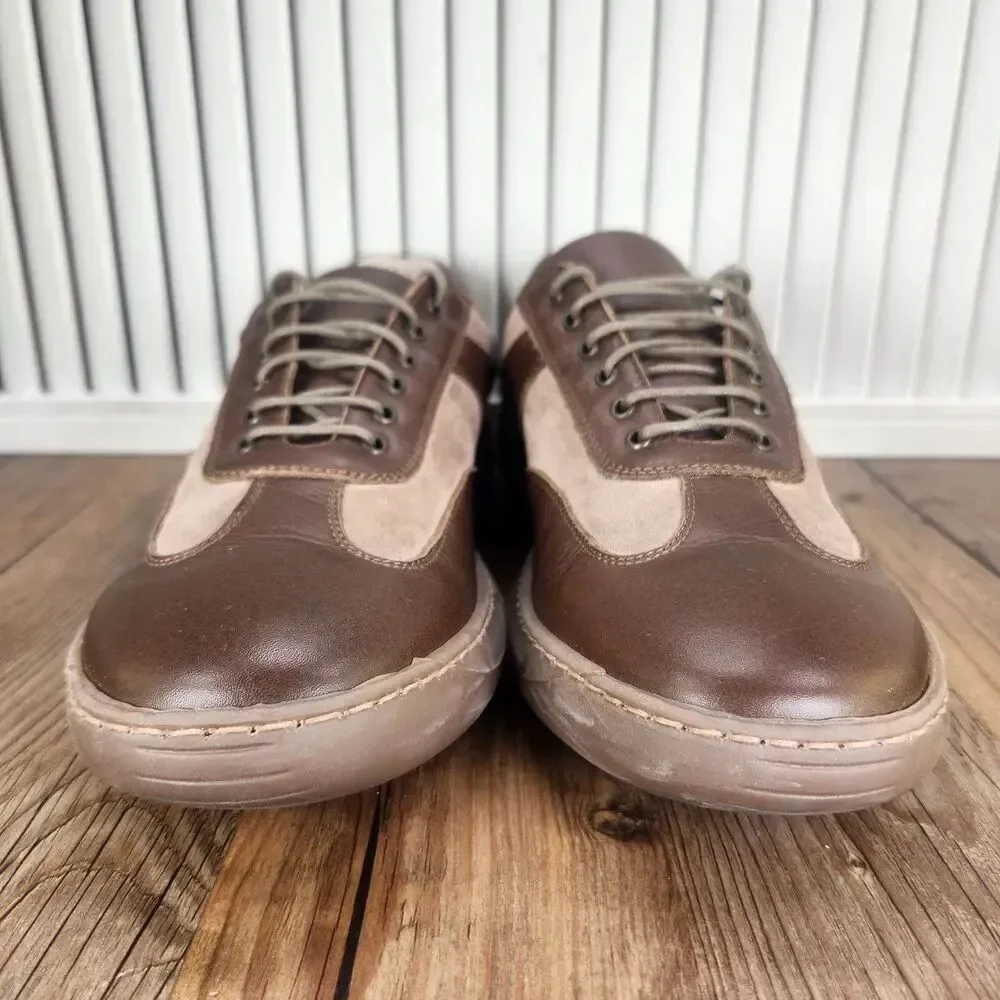 E.T. Wright Lace Up Oxfords Mens 10 B Two Tone Brown Leather Made In Italy Shoes